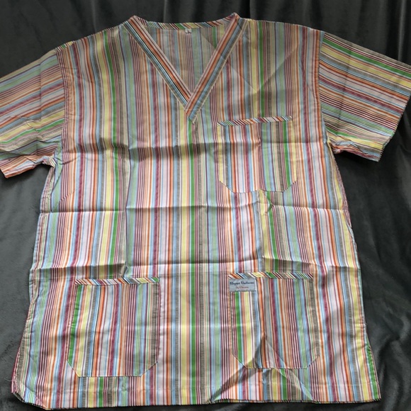 Striped multicolor and green Nurse scrub set - Picture 4 of 6